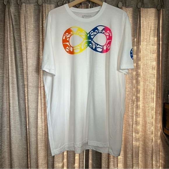 Apeman White Rainbow Autism Awareness Short Sleeve Tee Shirt Size Extra Large - Picture 3 of 13